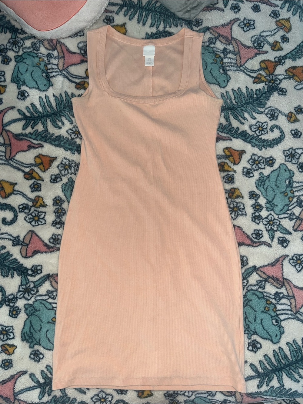 H&M Peach Sleeveless Square-Neck Mini Dress